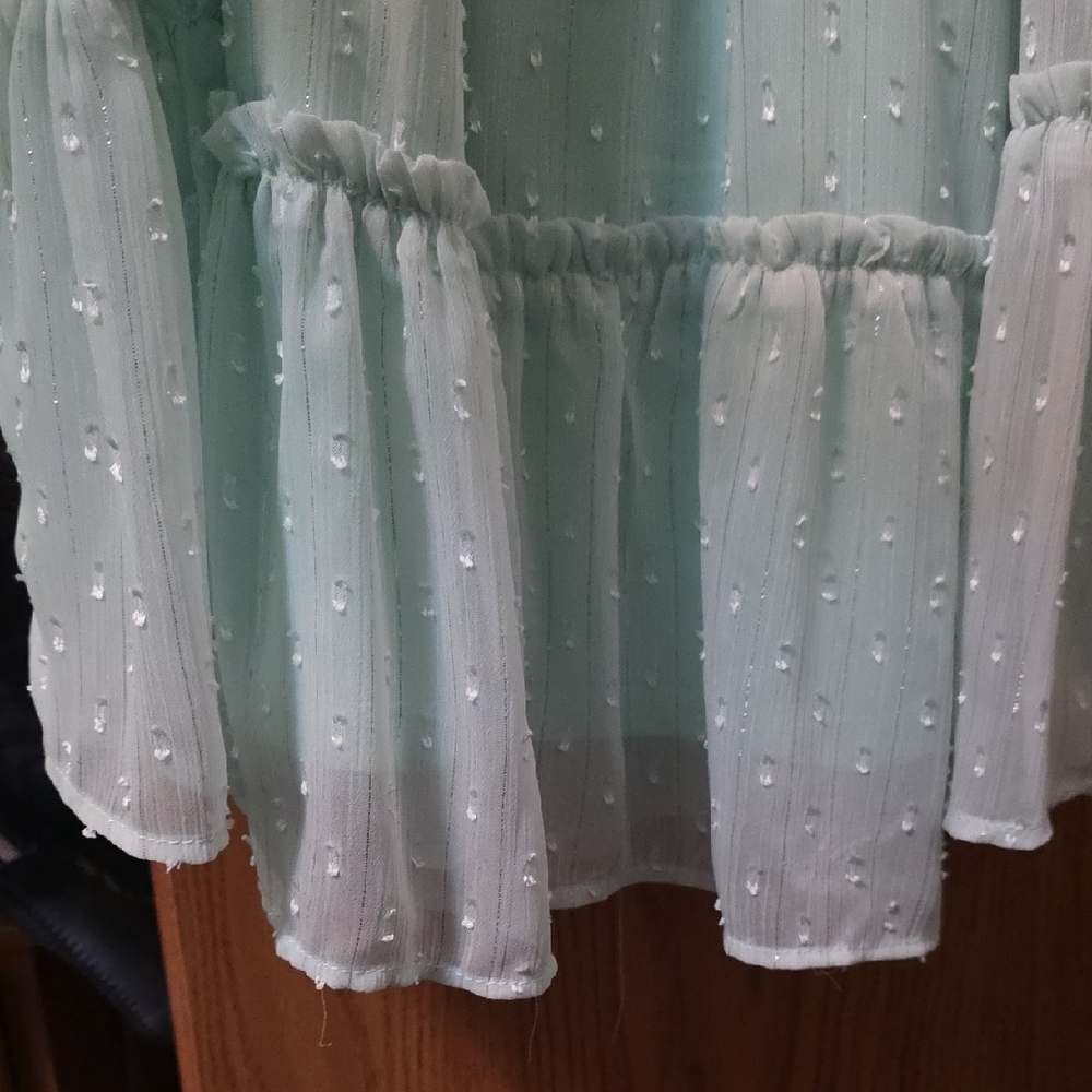 Rare Editions Mint Green Ruffle Sleeve Dress - Picture 2 of 6